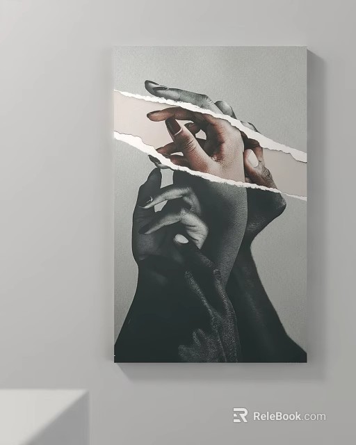 Black And White Abstract Hands With Torn Paper Effect In Visual Art 3d model