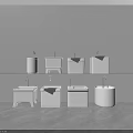 White Bathroom Sinks And Toilets Display On Shelves With Modern Design