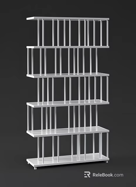 Modern White Metal Open Multi tier Storage Shelving Unit for Home Organization 3d model 