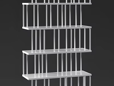 Modern White Metal Open Multi tier Storage Shelving Unit for Home Organization 3d model