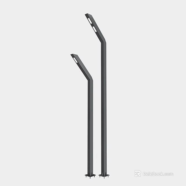 Modern Black Metal Pole Outdoor Lights With LED For Garden Pathway 3d model 