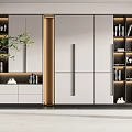Modern Wardrobe Interior Design With White Cabinets Metal Handles And Side Green Plants