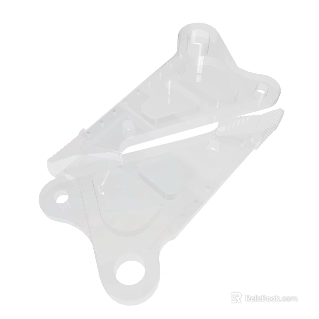 Transparent Plastic Mechanical Component With Mounting Holes And Durable Structure For Industrial Use 3d model 