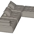 Modern Light Gray Sectional Sofa With Tufted Cushions And Modular Design 3d model
