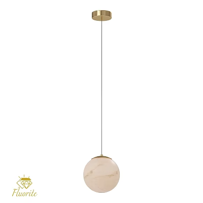 Modern Spherical Chandelier Design With Light Marble Shade And Metal Hanging Cord 3d model