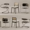 Diverse Modern Dining Chairs Featuring Metal Frames Woven Seats And Unique Backrests 3d model