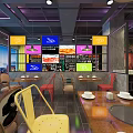 Colorful Hotpot Restaurant Interior Design With Lobster Murals Colorful Seats And Decorative Lighting