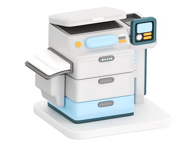 Office Electrical Appliance Multifunctional Printer Scanner Copier With Digital Display And Storage Drawers 3d model