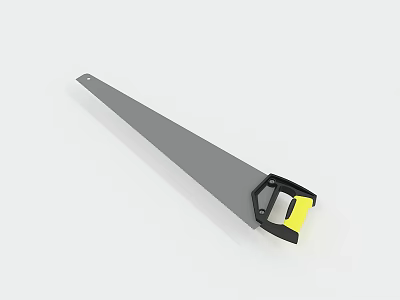 Professional Hardware Hand Saw with Gray Blade Yellow Black Handle for Woodworking DIY 3d model