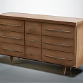 Modern Wooden Entryway Console Cabinet With Multiple Drawers And Metal Legs
