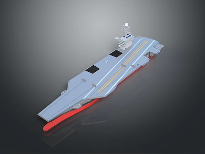 Space Exploration Vehicle Model With Gray Deck Red Sections And Top Structure 3d model