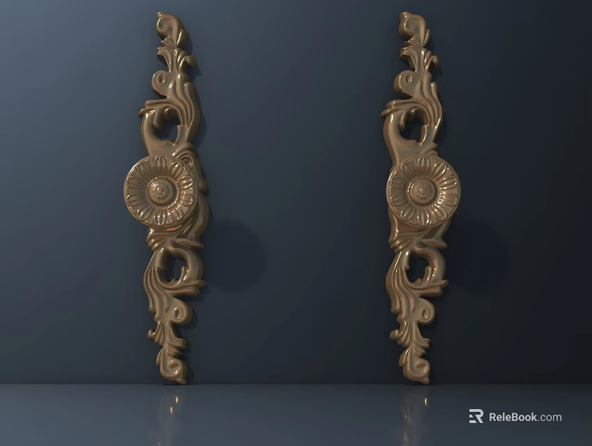 Ornate Decorative Golden Handles Featuring Intricate Floral Patterns For Furniture Doors 3d model 