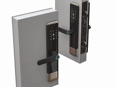 Smart Door Handle With Keypad And Fingerprint Recognition Modern Design For Home Security 3d model