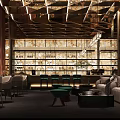 Modern Luxury Hotel Public Lounge Area With Cozy Sofas Stylish Bar And Warm Ambient Lighting