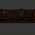 Brown Leather Three Seater Sofa With Wooden Frame And Metal Legs