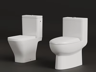 Two Modern White Toilets With Sleek Design In Bathroom Setting 3d model