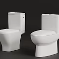 Two Modern White Toilets With Sleek Design In Bathroom Setting