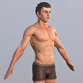 Shirtless Man Standing With Extended Arms Full Body Pose In Shorts
