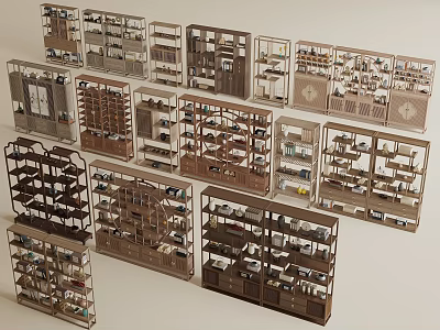 Traditional Chinese Antique Display Shelves With Various Designs And Decorative Styles 3d model