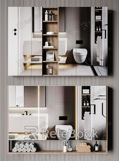 Modern mirror bathroom mirror combination cabinet model