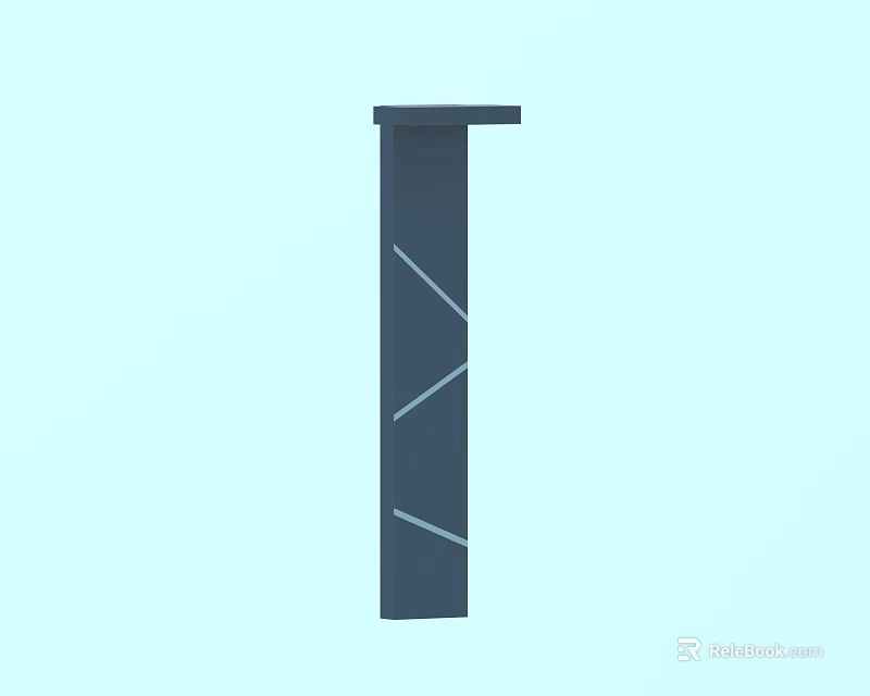 Modern Outdoor Light with Sleek Column Design and Decorative White Lines 3d model 