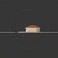 Single Story Building Featuring Red Tile Roof Light Colored Walls Arched Windows Lawn Stone Pathways