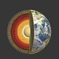 Earth Cross Section Showing Interior Layers Crust Mantle Core and Surface Oceans Continents 3d model