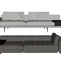 Modern White and Gray Sectional Sofa Set With Cushions Armrests And Storage 3d model