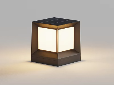 Solar Powered Outdoor Light With Square Metal Frame And LED Illumination Panel 3d model