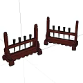 Two Brown Wooden Tool Holders With Black Pegs And Scalloped Base