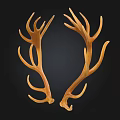 Pair of Symmetrical Brown Deer Antlers As Decorative Art Piece