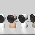 Smart Home Security Cameras in Multiple Colors with Wooden and White Gray Bases