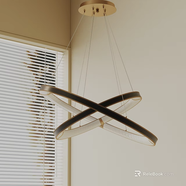 Elegant Modern Chandelier With Intersecting Metallic Rings For Interior Lighting Design 3d model 