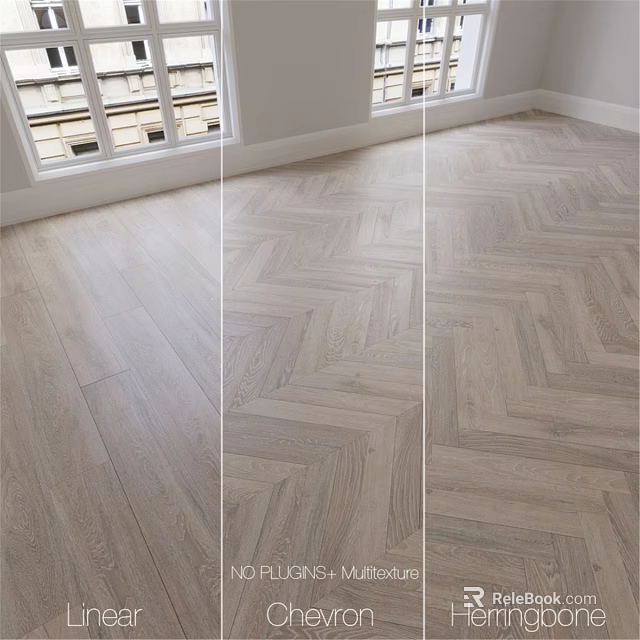 Light Colored Herringbone Pattern Wooden Flooring For Indoor Space Design 3d model 
