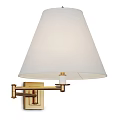 Modern Wall Lamp with White Fabric Shade and Brass Finish Arm Mounted on Wall