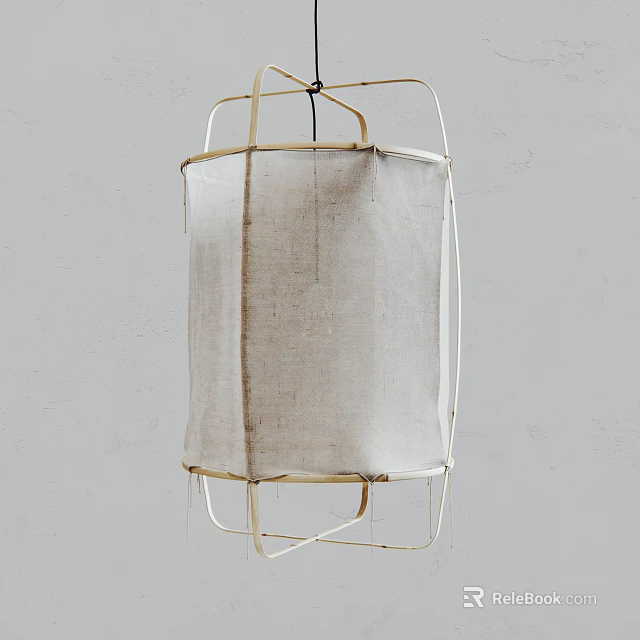 Modern Pendant Light With Metal Frame And Linen Shade For Interior Decor 3d model 