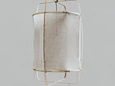 Modern Pendant Light With Metal Frame And Linen Shade For Interior Decor 3d model