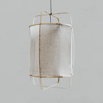 Modern Pendant Light With Metal Frame And Linen Shade For Interior Decor 3d model
