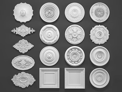 Ornate Ceiling Light Medallions Featuring Various Decorative Designs And Different Shapes For Home Decor 3d model