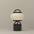 Modern Minimalist Decorative Lamp with Black Frame Circular Top White Spherical Lampshade and Cylindrical Base