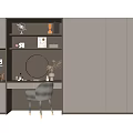 Modern Light Colored Wardrobe With Dressing Table Mirror Open Shelves And Chair 3d model
