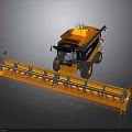 Orange Combine Harvester With Long Header Black Cab And Large Wheels 3d model