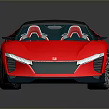 Red Modern Sports Car With Sleek Design Black Roof And Blue Windows