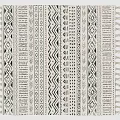 Black and White Modern Square Area Rug with Geometric Patterns and Tassel Edges