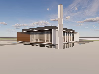 Modern Sales Office Building With Glass Curtain Wall And Tower Structure 3d model