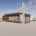 Modern Sales Office Building With Glass Curtain Wall And Tower Structure
