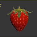 Fresh Juicy Red Strawberry With Green Leaves And Stem On Dark Gray Background