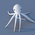 Adorable White Octopus Doll With Long Tentacles On Blue Surface 3d model