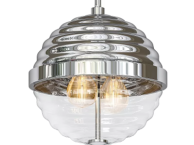 Modern Stylish Ceiling Light With Metallic Finish Transparent Glass Shade and Bulbs 3d model