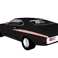 Black Classic Car With Red And Gray Stripes Vintage Sports Coupe Design
